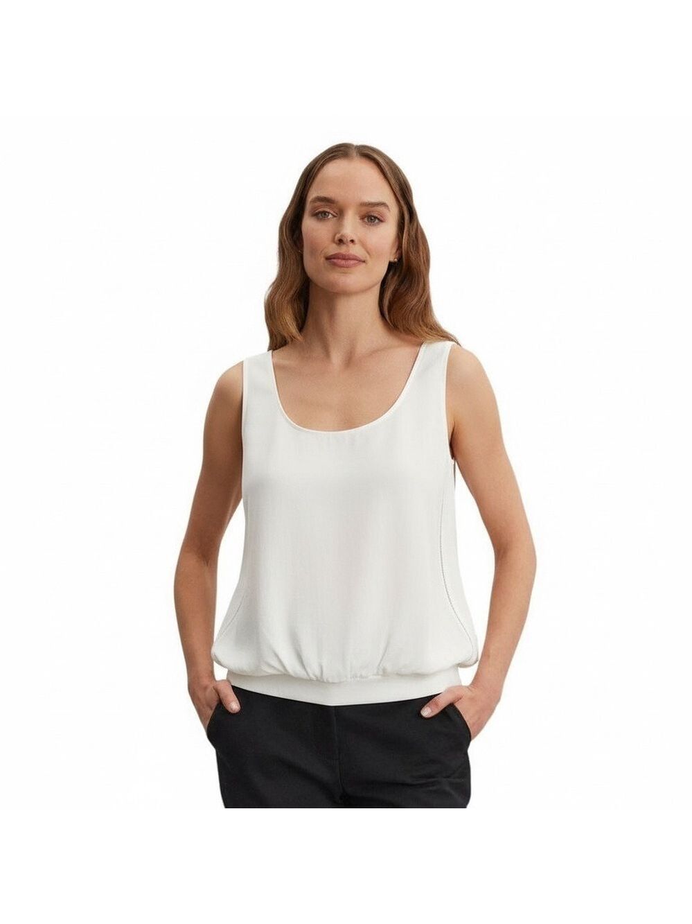 Graham & Spencer White Cotton Voile Tunic Top Women’s Size P (4P) Made in USA